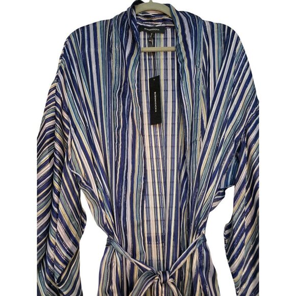 NWT BCBG MAXAZRIA LIGHT STRIPE MINI WRAP JACKET KIMONO COVER UP SIZE M / L $128 - Picture 8 of 16